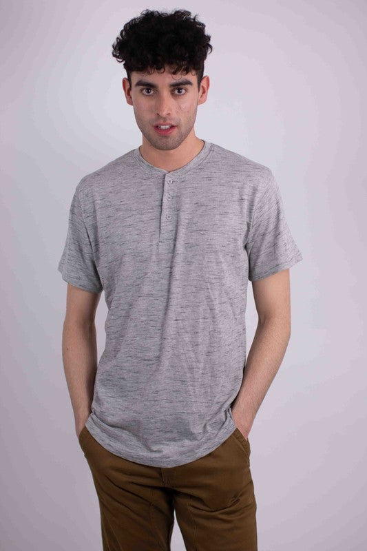 Men's Short Sleeves Tee Button Closure Henley T-shirt | Zarnesh