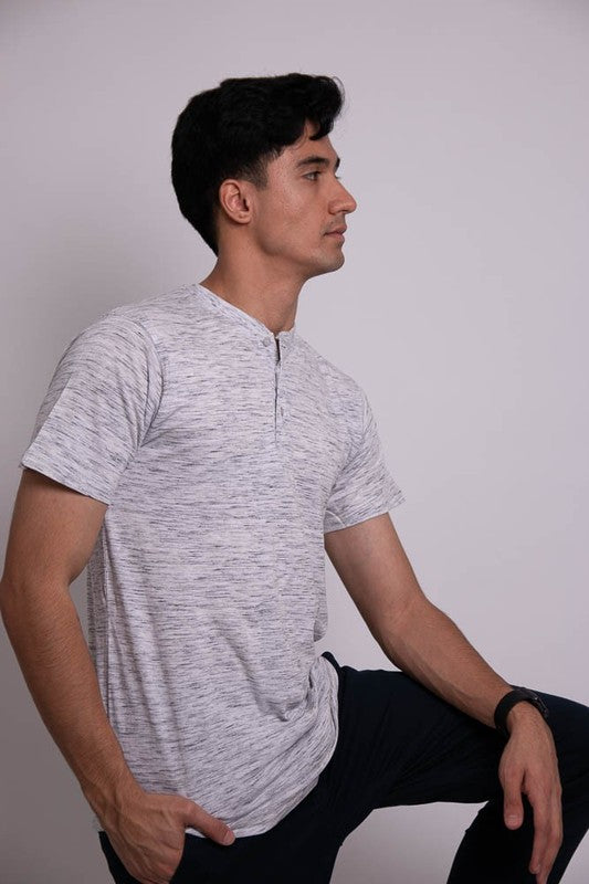 Men's Short Sleeves Tee Button Closure Henley T-shirt | Zarnesh