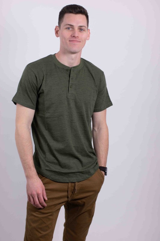 Men's Short Sleeves Tee Button Closure Henley T-shirt | Zarnesh
