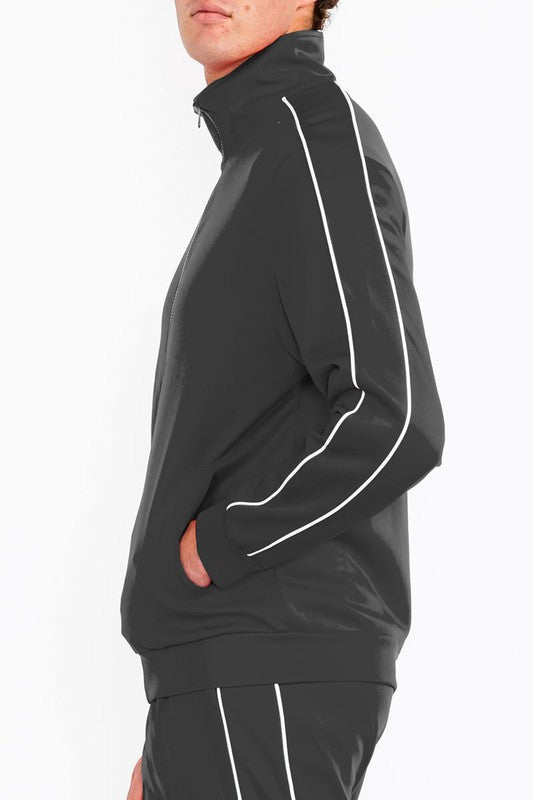 Men's Side Pipe Stacked Flared Track High Collar Jacket | Zarnesh