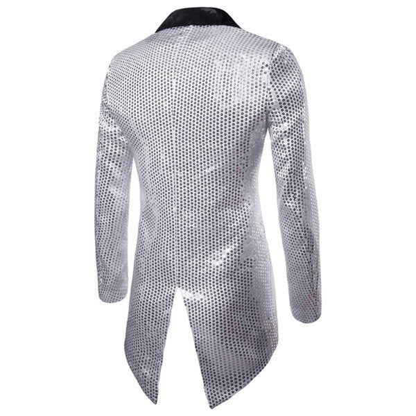 Men’s Sequin Tailcoat Formal Long Back Tuxedo Blazer Jacket | Zarnesh