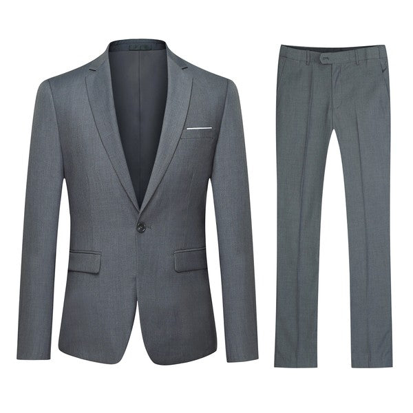 Men’s Slim Fit 2-Piece Solid Formal Blazer Suit 1-Button Double Vent | Zarnesh