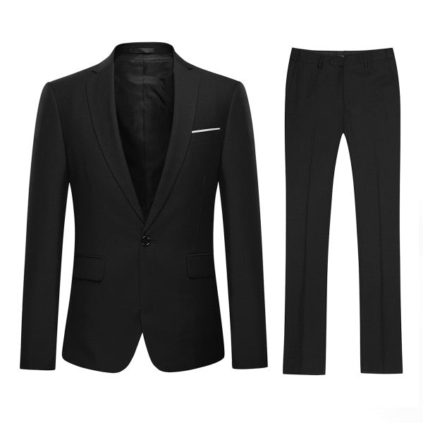 Men’s Slim Fit 2-Piece Solid Formal Blazer Suit 1-Button Double Vent | Zarnesh