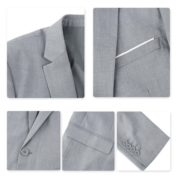 Men’s Slim Fit 2-Piece Solid Formal Blazer Suit 1-Button Double Vent | Zarnesh