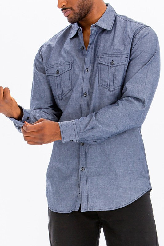 Men’s Slim Fit Button Down Long Sleeve Streetwear Shirt | Zarnesh