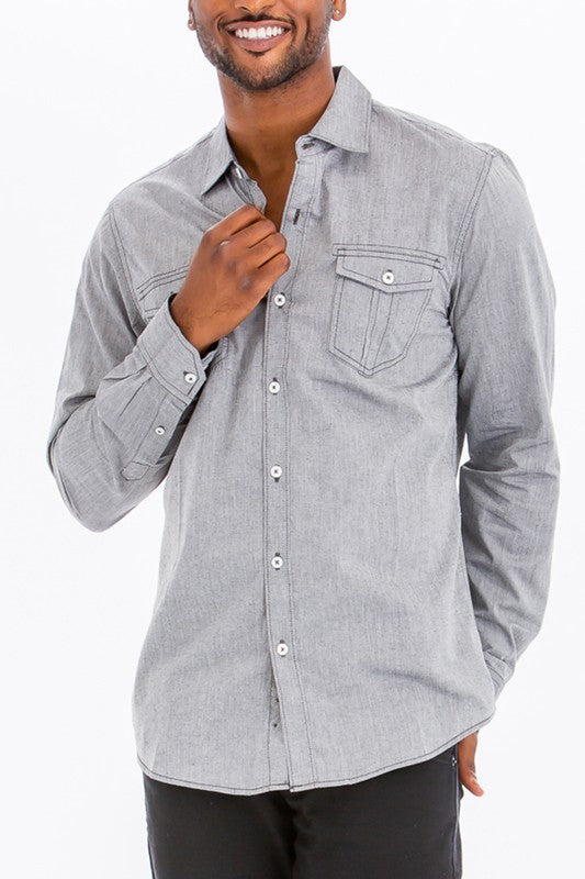 Men’s Slim Fit Button Down Long Sleeve Streetwear Shirt | Zarnesh