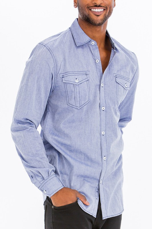 Men’s Slim Fit Button Down Long Sleeve Streetwear Shirt | Zarnesh