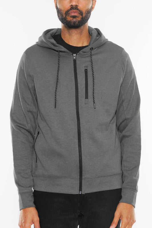 Men Solid Heathered Zip-Up Jacket | Zarnesh
