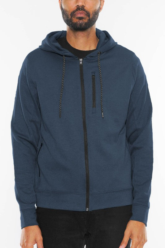 Men Solid Heathered Zip-Up Jacket | Zarnesh