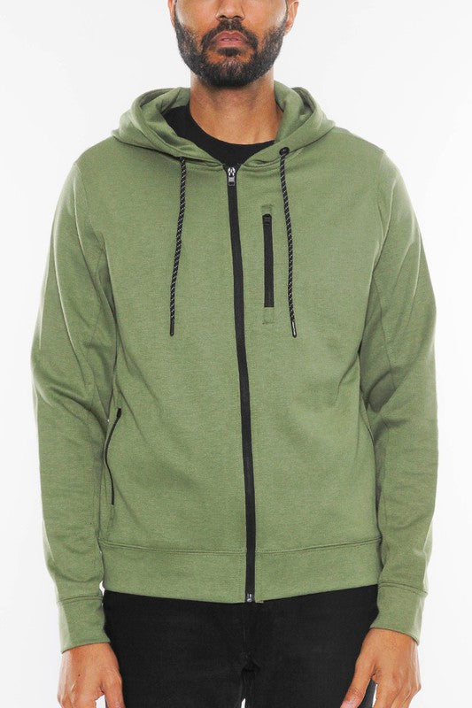 Men Solid Heathered Zip-Up Jacket | Zarnesh