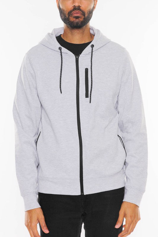 Men Solid Heathered Zip-Up Jacket | Zarnesh