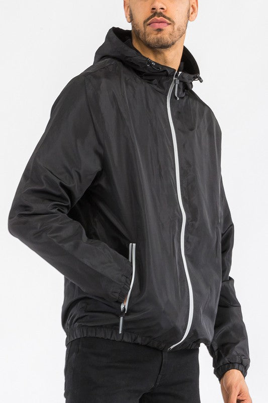Men’s Solid Lightweight Windbreaker Hooded Jacket | Zarnesh