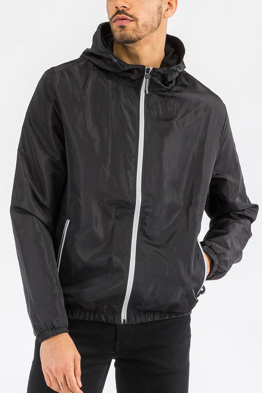 Men’s Solid Lightweight Windbreaker Hooded Jacket | Zarnesh