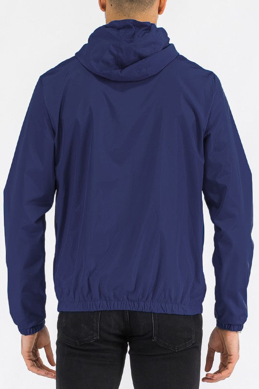 Men’s Solid Lightweight Windbreaker Hooded Jacket | Zarnesh