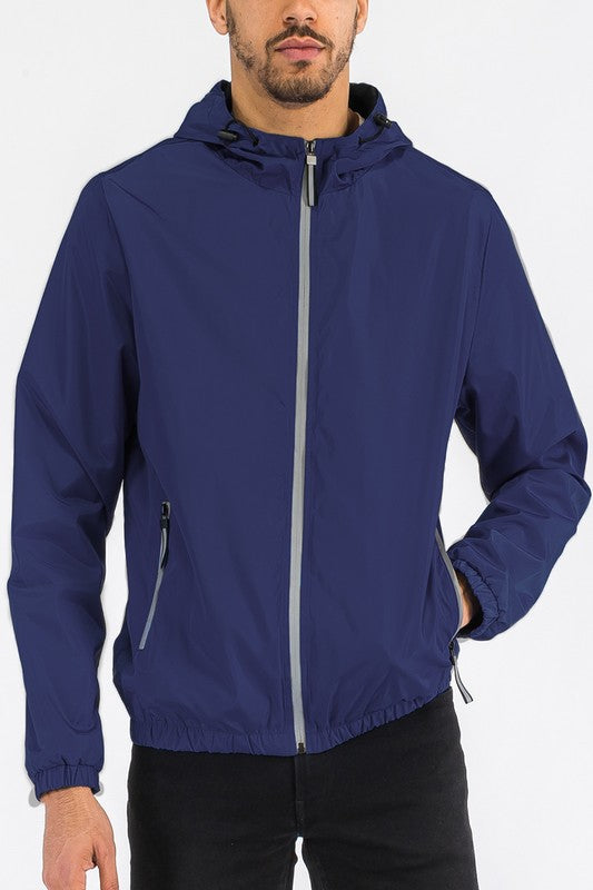 Men’s Solid Lightweight Windbreaker Hooded Jacket | Zarnesh