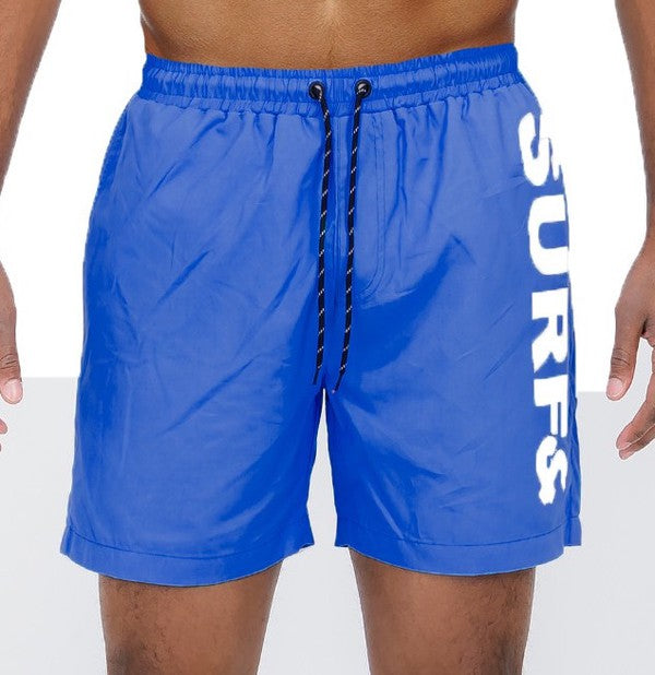 Men's Solid Lined Beach Swim Text Swim Shorts | Zarnesh