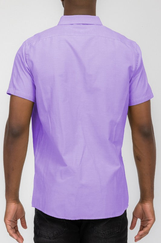 Men’s Solid Short Sleeve Button Down Shirt | Zarnesh