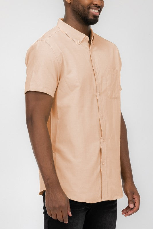 Men’s Solid Short Sleeve Button Down Shirt | Zarnesh