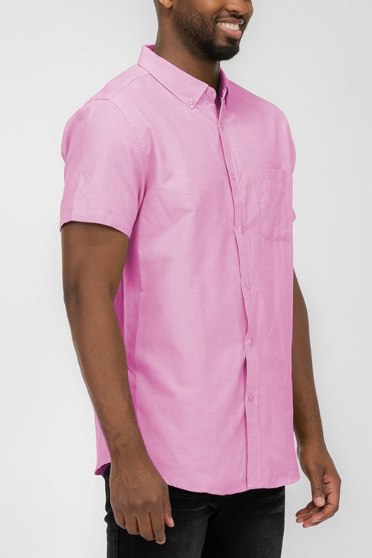 Men’s Solid Short Sleeve Button Down Shirt | Zarnesh