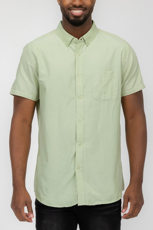 Men’s Solid Short Sleeve Button Down Shirt | Zarnesh
