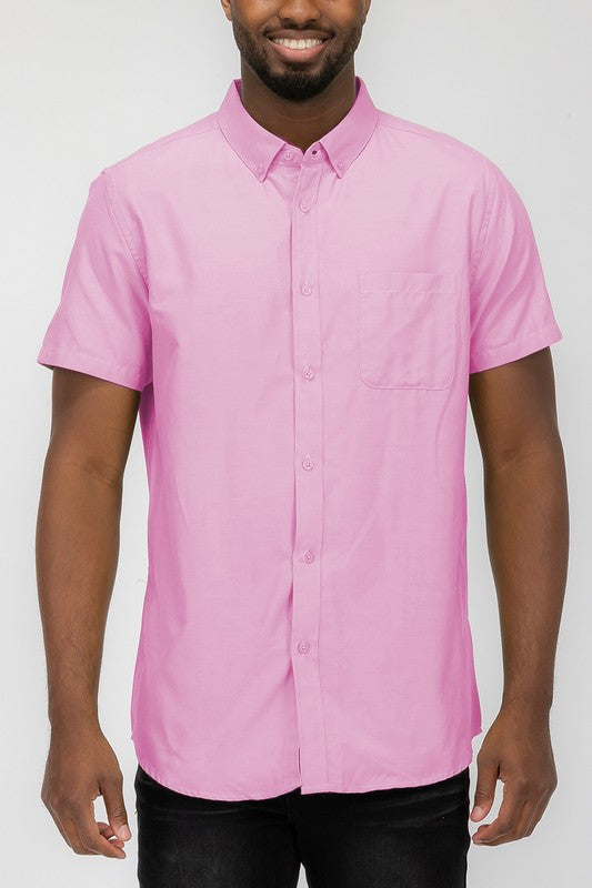 Men’s Solid Short Sleeve Button Down Shirt | Zarnesh
