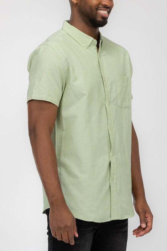 Men’s Solid Short Sleeve Button Down Shirt | Zarnesh