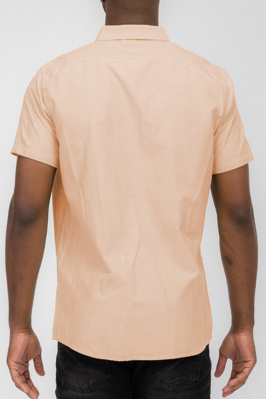 Men’s Solid Short Sleeve Button Down Shirt | Zarnesh