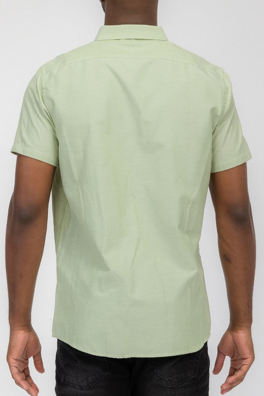 Men’s Solid Short Sleeve Button Down Shirt | Zarnesh
