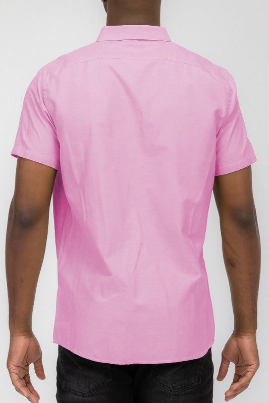 Men’s Solid Short Sleeve Button Down Shirt | Zarnesh