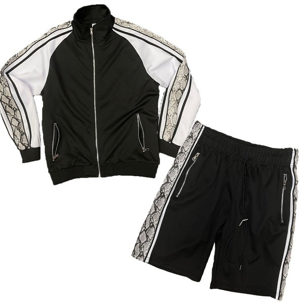 Men's Sporty Snake Stripe Jacket Shorts Tracksuit Set | Zarnesh