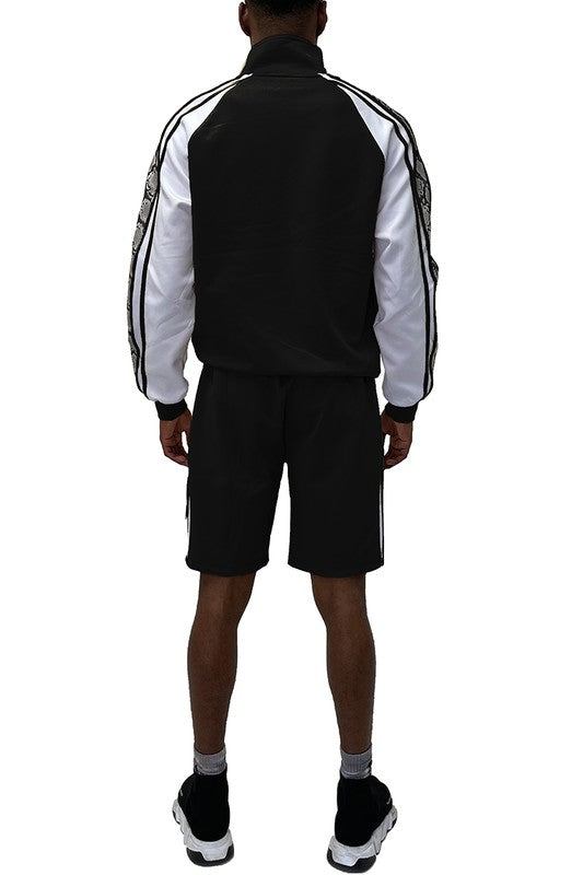 Men's Sporty Snake Stripe Jacket Shorts Tracksuit Set | Zarnesh