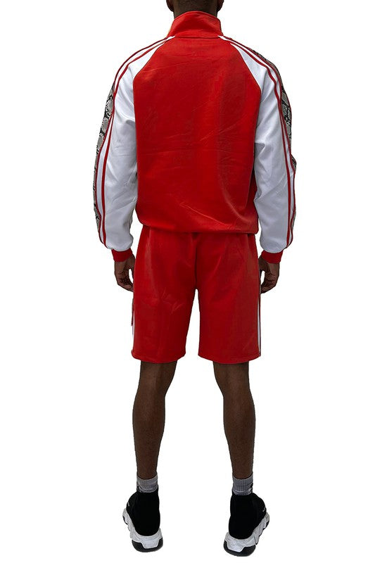 Men's Sporty Snake Stripe Jacket Shorts Tracksuit Set | Zarnesh