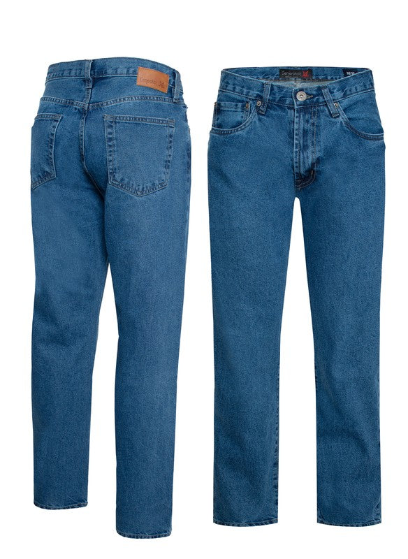 Men Straight Leg Functional Fly Denim Jeans Zarnesh