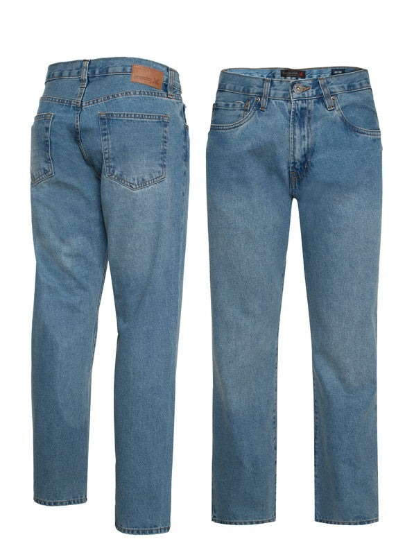 Men Straight Leg Functional Fly Denim Jeans Zarnesh