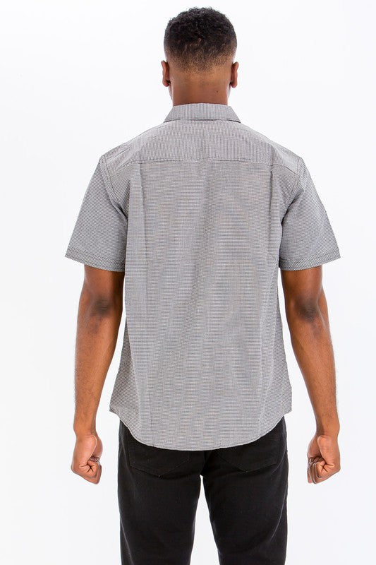 Men's Striped Short Sleeve Button Down Shirt | Zarnesh