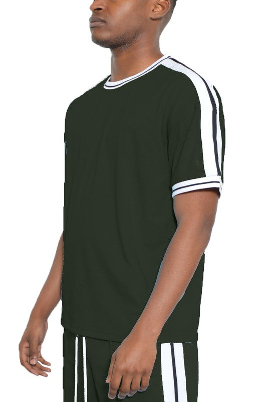 Men's Striped Tape Short Sleeve T-shirt | Zarnesh
