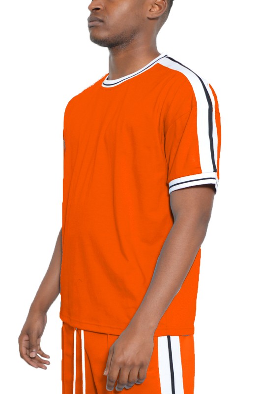 Men's Striped Tape Short Sleeve T-shirt | Zarnesh