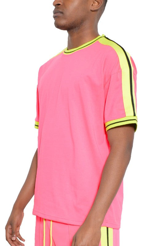 Men's Striped Tape Short Sleeve T-shirt | Zarnesh