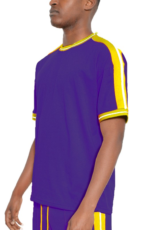Men's Striped Tape Short Sleeve T-shirt | Zarnesh