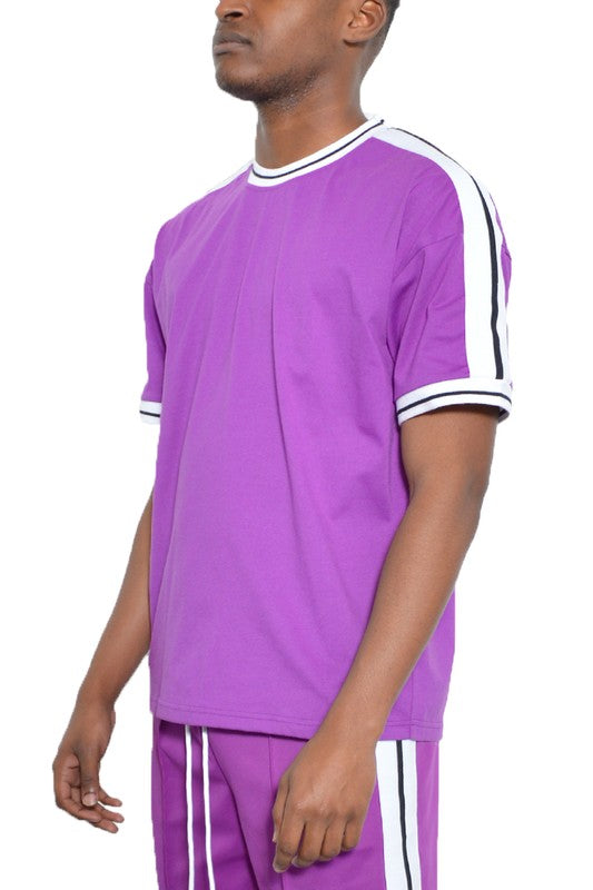 Men's Striped Tape Short Sleeve T-shirt | Zarnesh