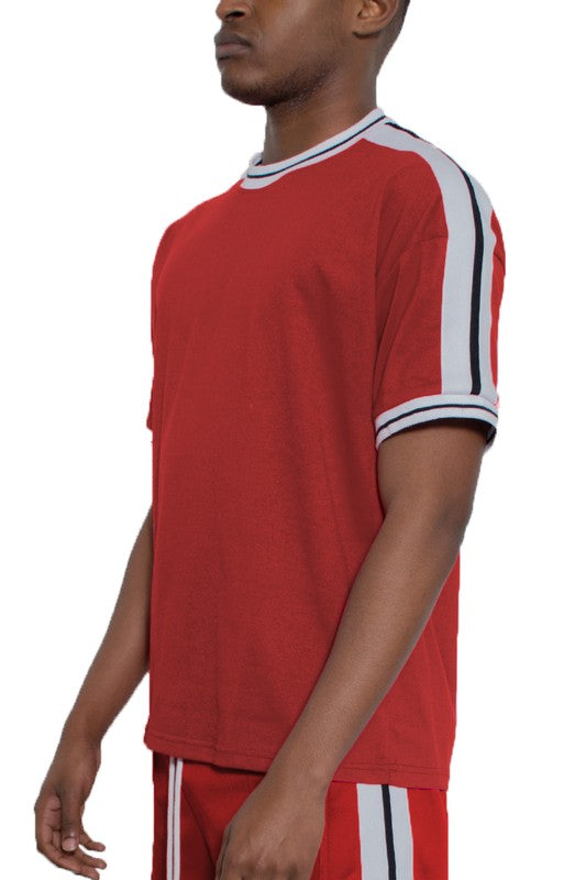 Men's Striped Tape Short Sleeve T-shirt | Zarnesh