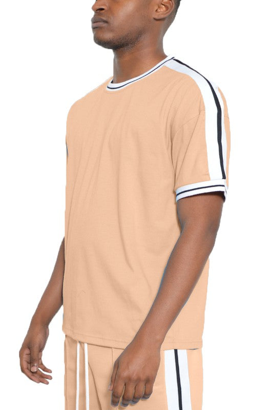 Men's Striped Tape Short Sleeve T-shirt | Zarnesh