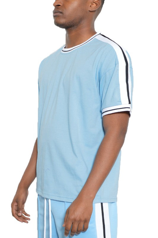Men's Striped Tape Short Sleeve T-shirt | Zarnesh