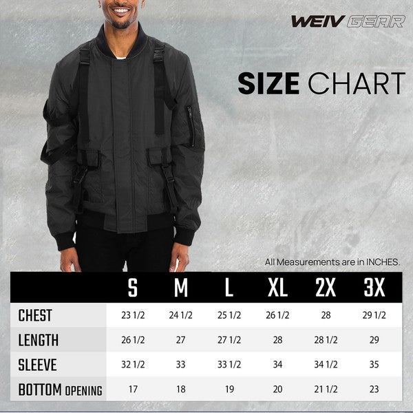 Men's Utility Strap Front Zipper Functional Pockets Jacket | Zarnesh