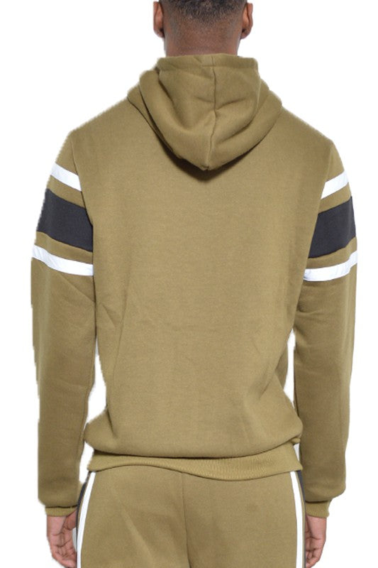 Men's Three Stripe Kangaroo Pocket Pullover Hoodie | Zarnesh