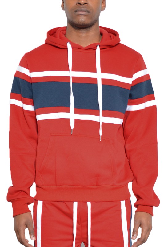 Men's Three Stripe Kangaroo Pocket Pullover Hoodie | Zarnesh