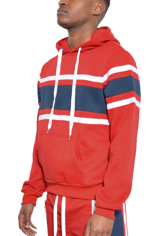 Men's Three Stripe Kangaroo Pocket Pullover Hoodie | Zarnesh