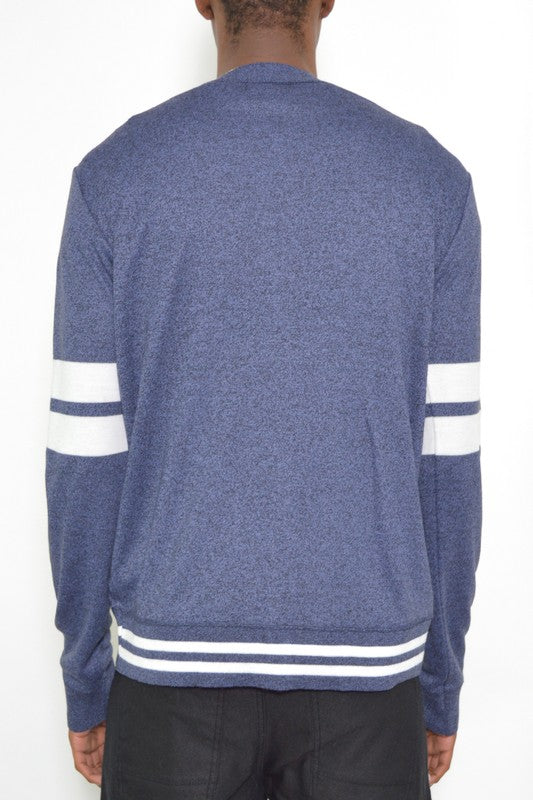 Men's Two Stripe Button Weiv Cardigan | Zarnesh