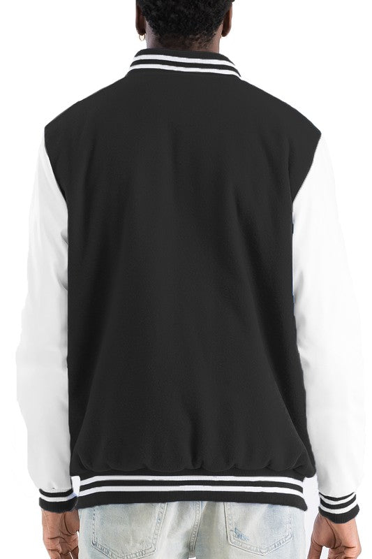 Men's Melton Lettermans Varsity Snap Button Jacket | Zarnesh