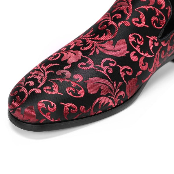 Men’s Velvet Floral Loafer Slip-on Dress Shoes | Zarnesh